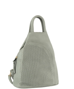Lazer Cut Convertible One & Double Strap Backpack JNM-0103-1 LIGHT GRAY